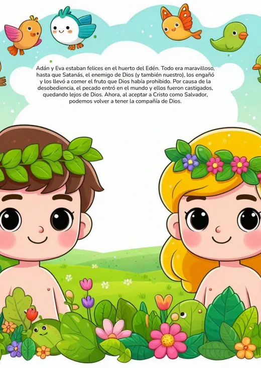 Página de muestra: Adán y Eva en el Edén